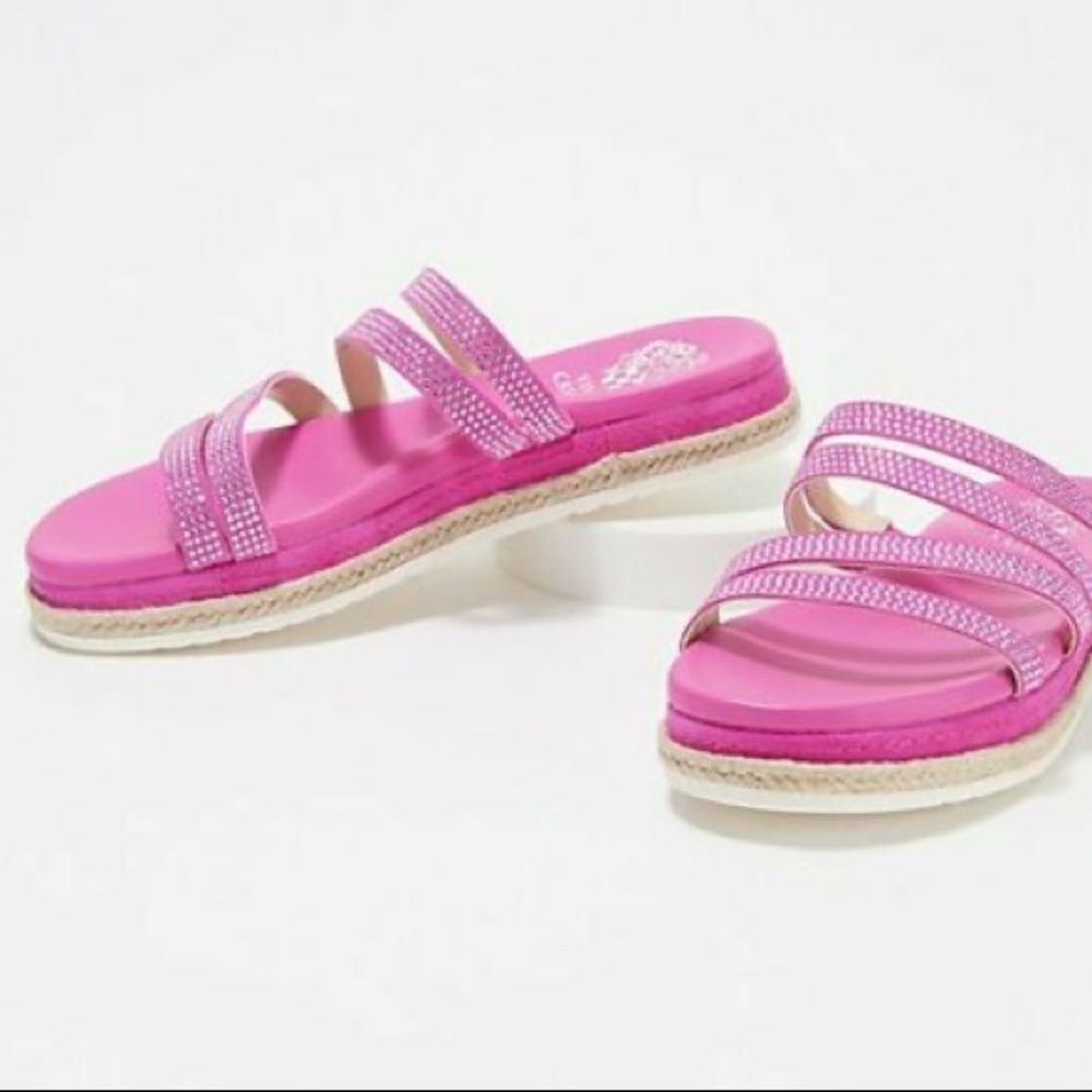 Vince Camuto Rallsan Embellished Espadrille Sandal In Fireball Fuchsia